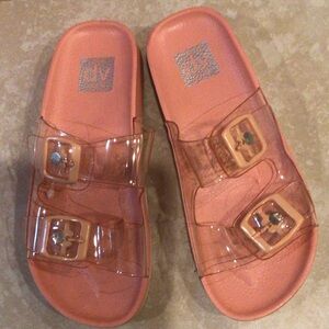 DV by Dolce Vita Pink Slide Sandals with Clear Straps